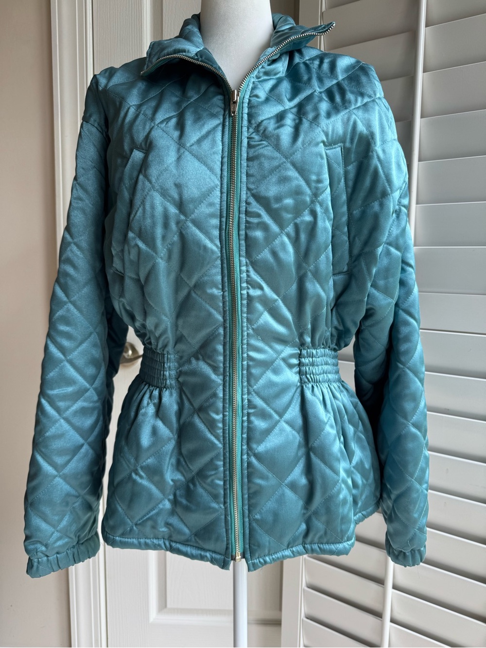 Esprit Teal Quilted Puffer Jacket with Elastic Waist